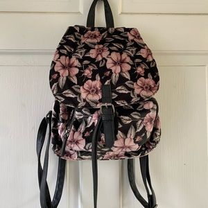 Floral velvet backpack